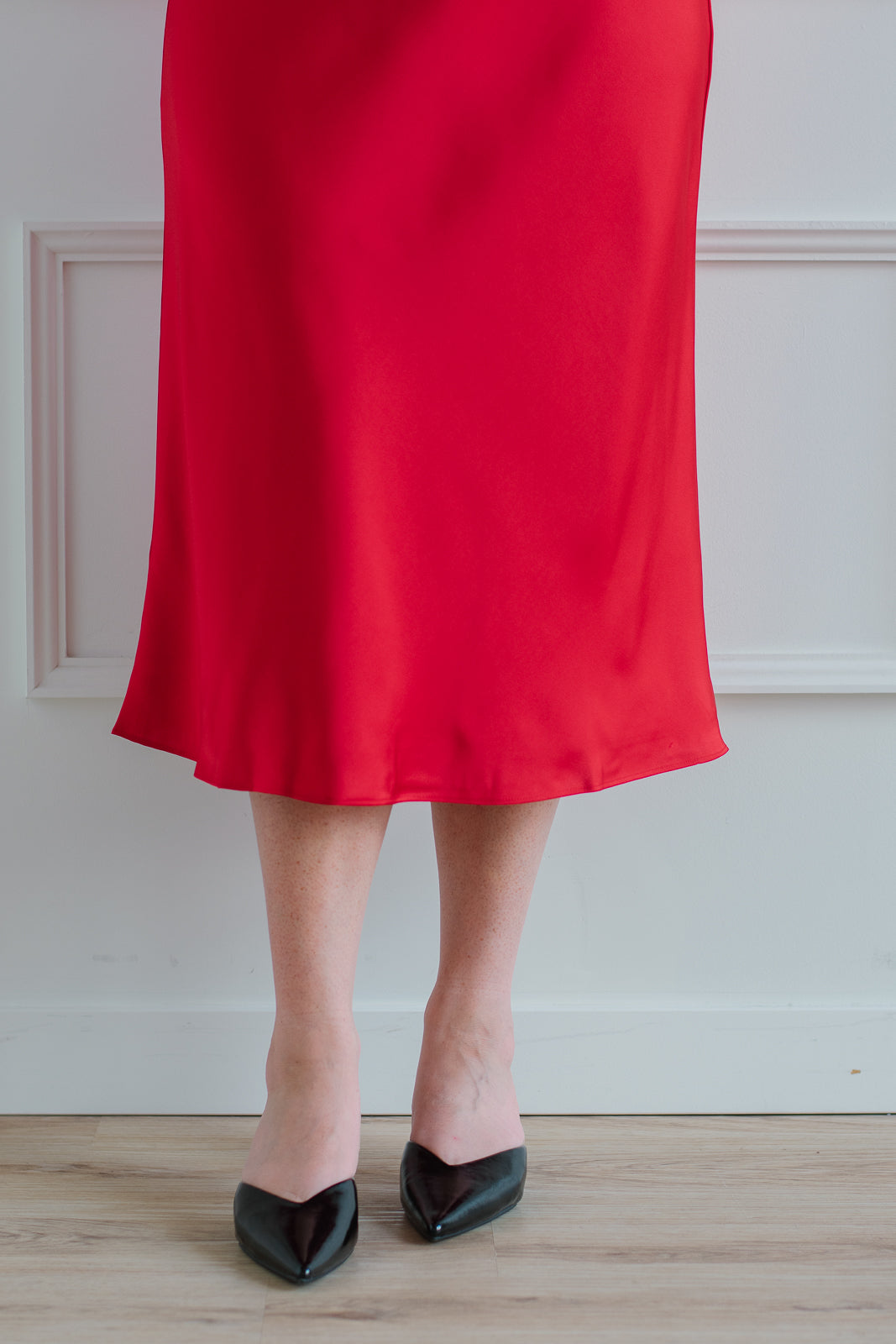 Red Satin Slip Skirt