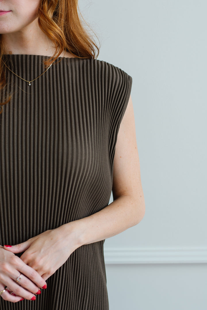 Pleated Blouse - Umber