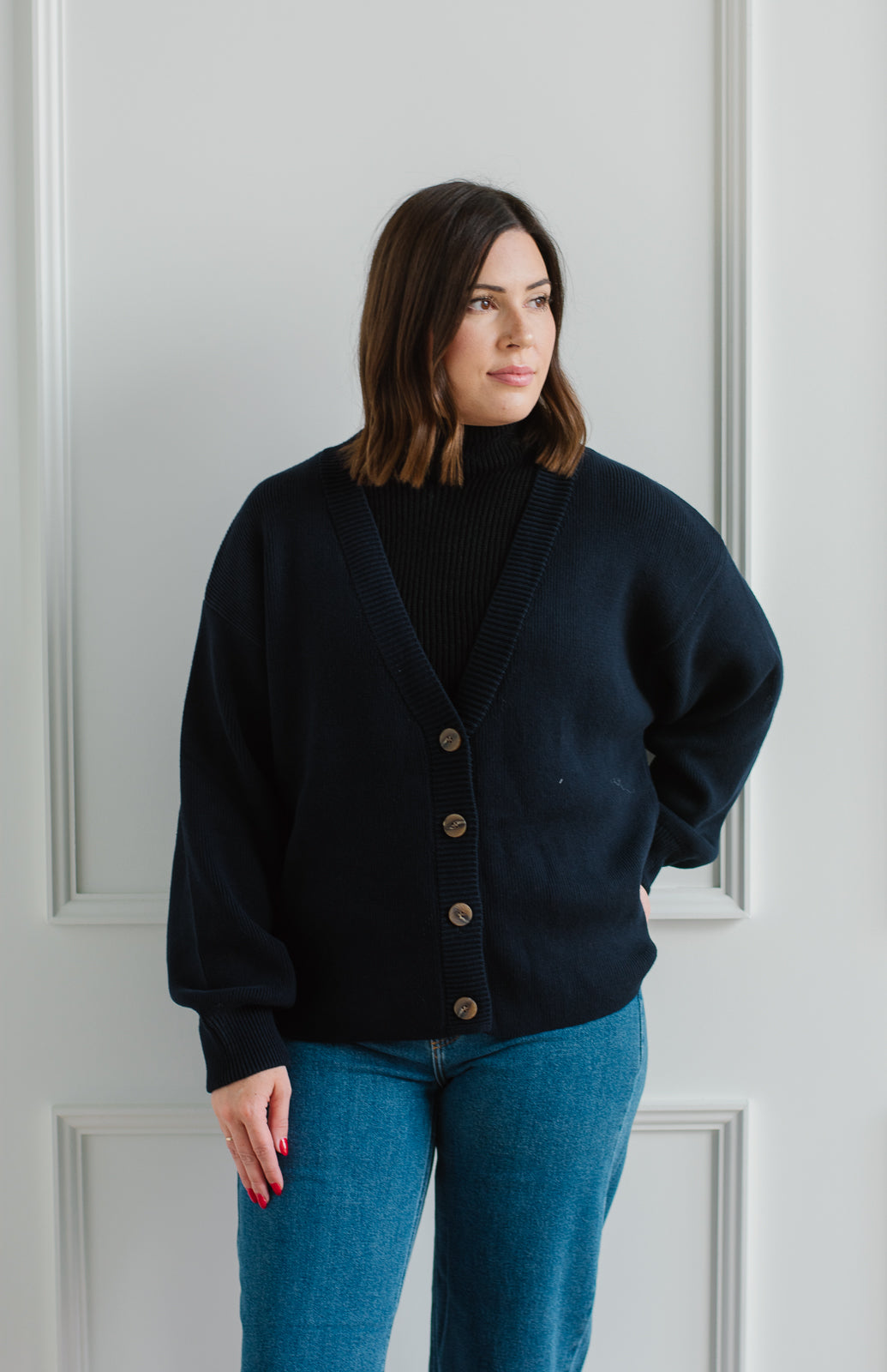 Navy Boyfriend Cardigan