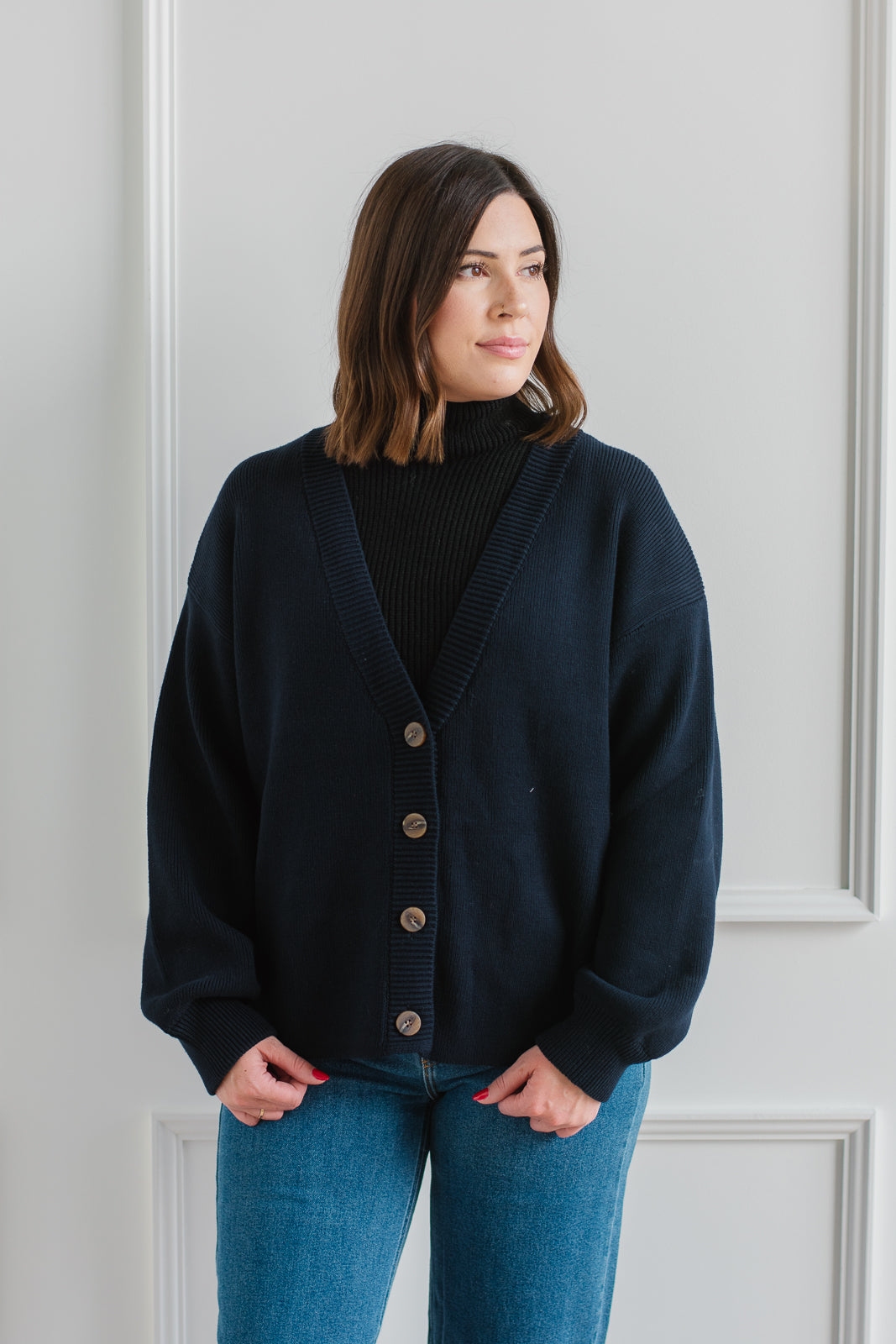 Navy Boyfriend Cardigan