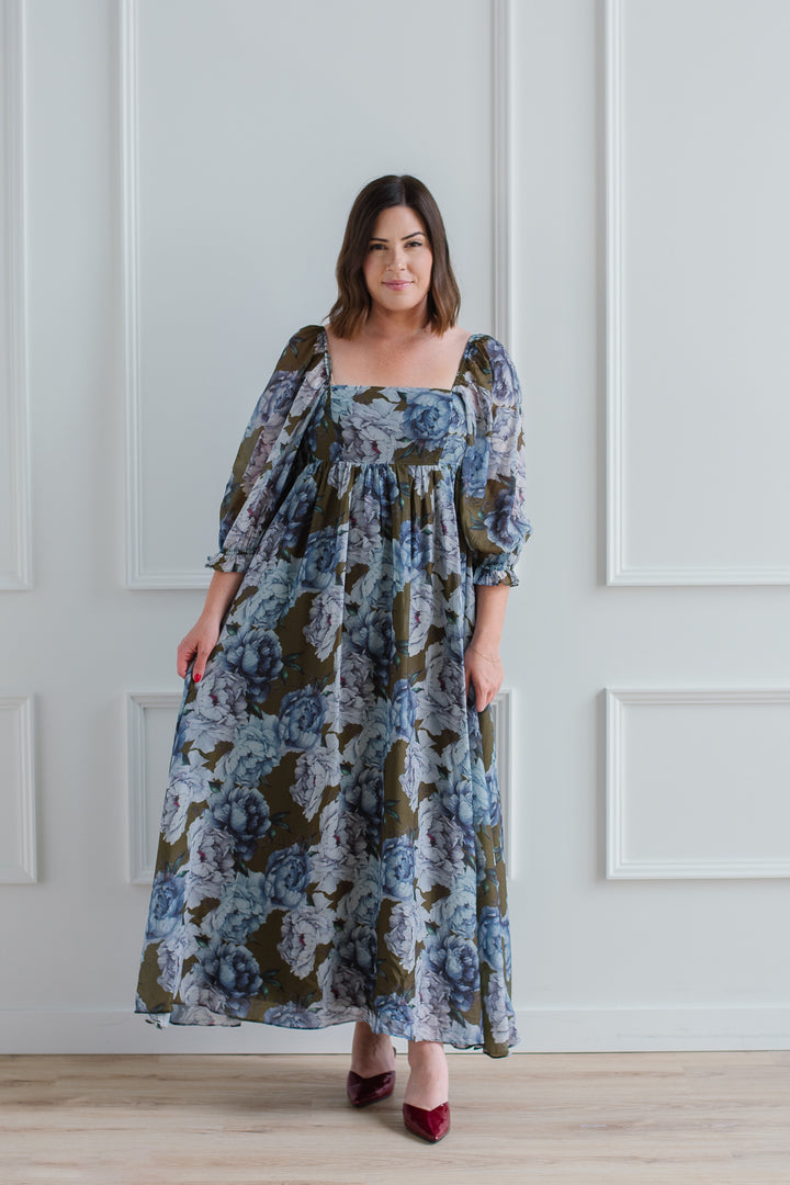 Olive Floral Maxi Dress