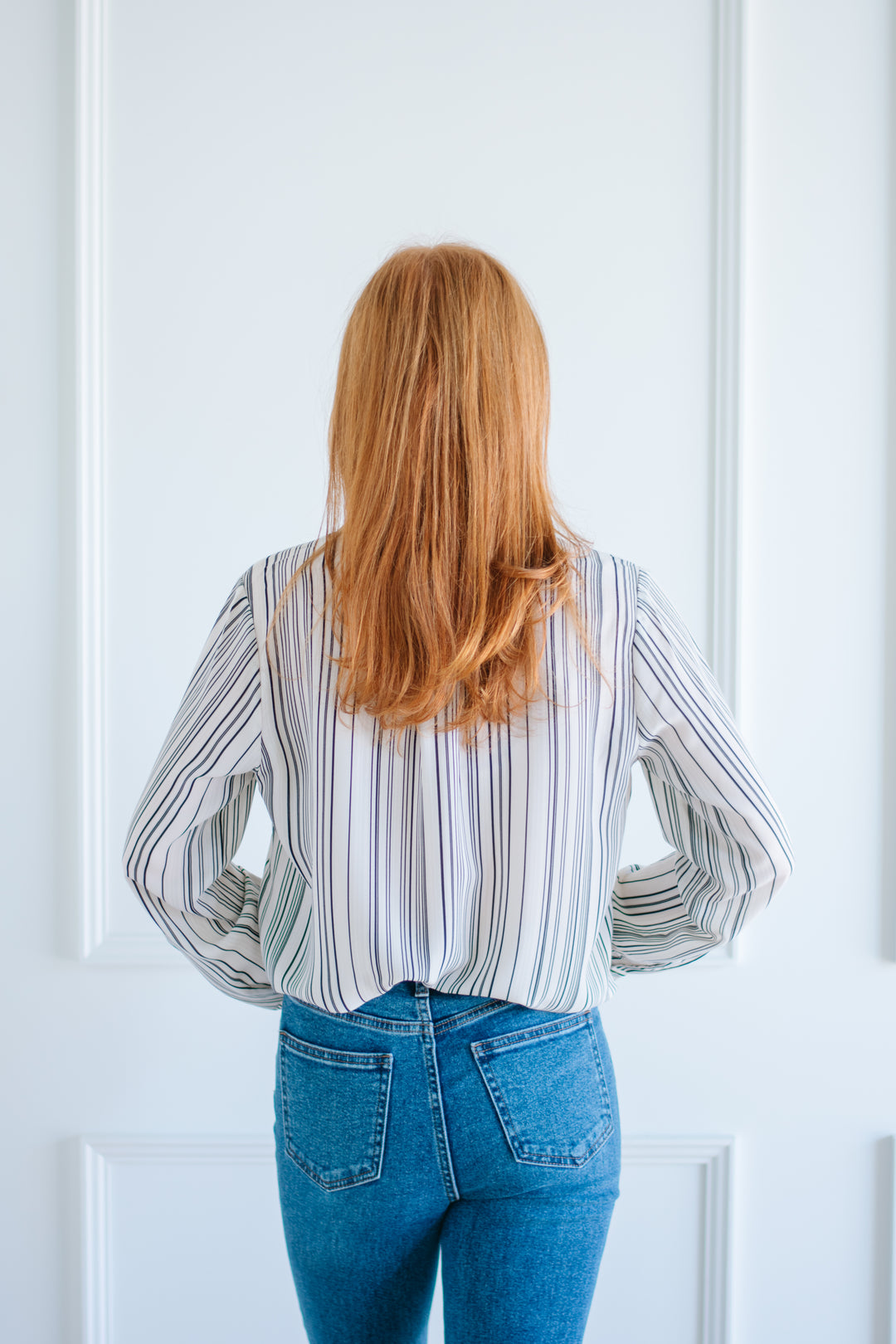 Chiffon Stripe Button Down