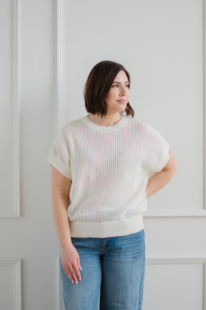 Crochet Knit Tank - White