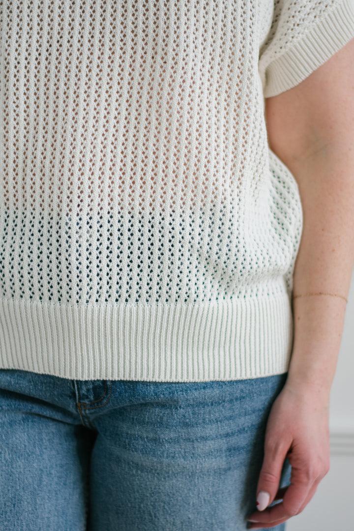 Crochet Knit Tank - White