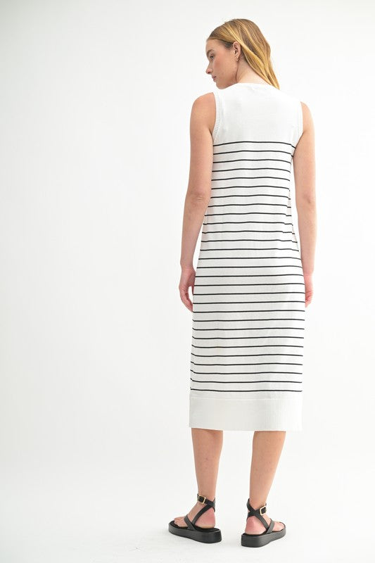 Round Neck Stripe Midi