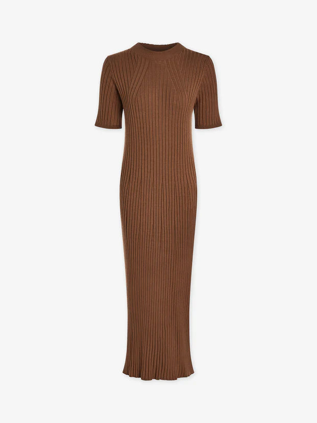 VARLEY | Maeve Rib Knit Dress - Caramel Pecan