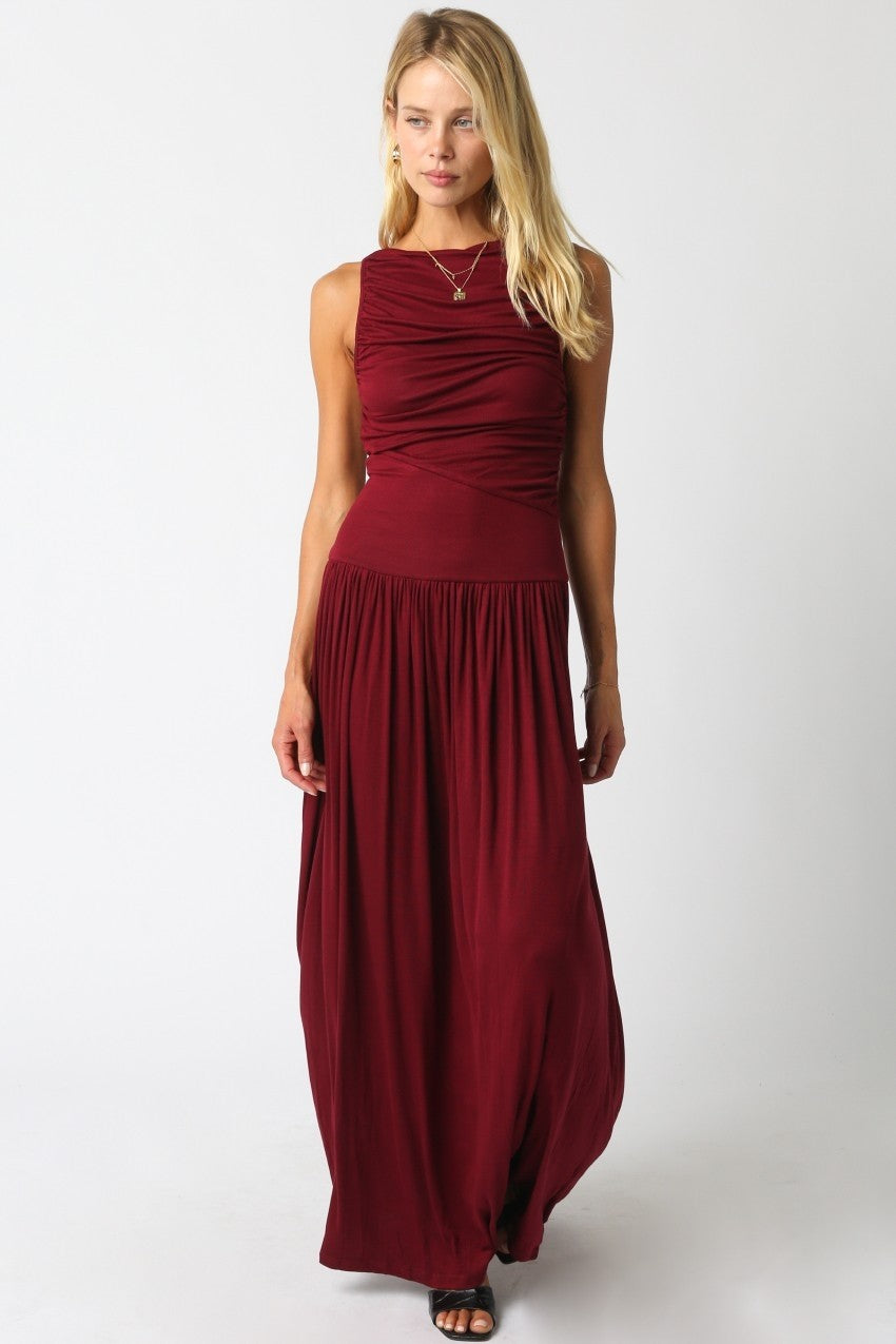 Bordeaux Ruched Maxi