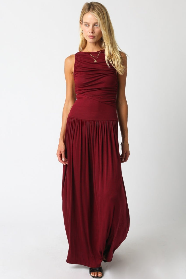 Bordeaux Ruched Maxi