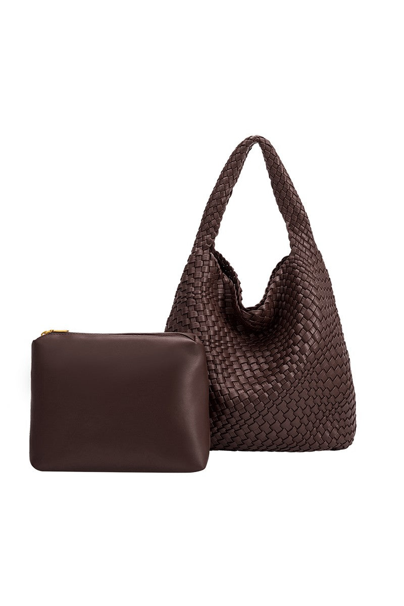 Johanna Woven Shoulder Bag | Espresso