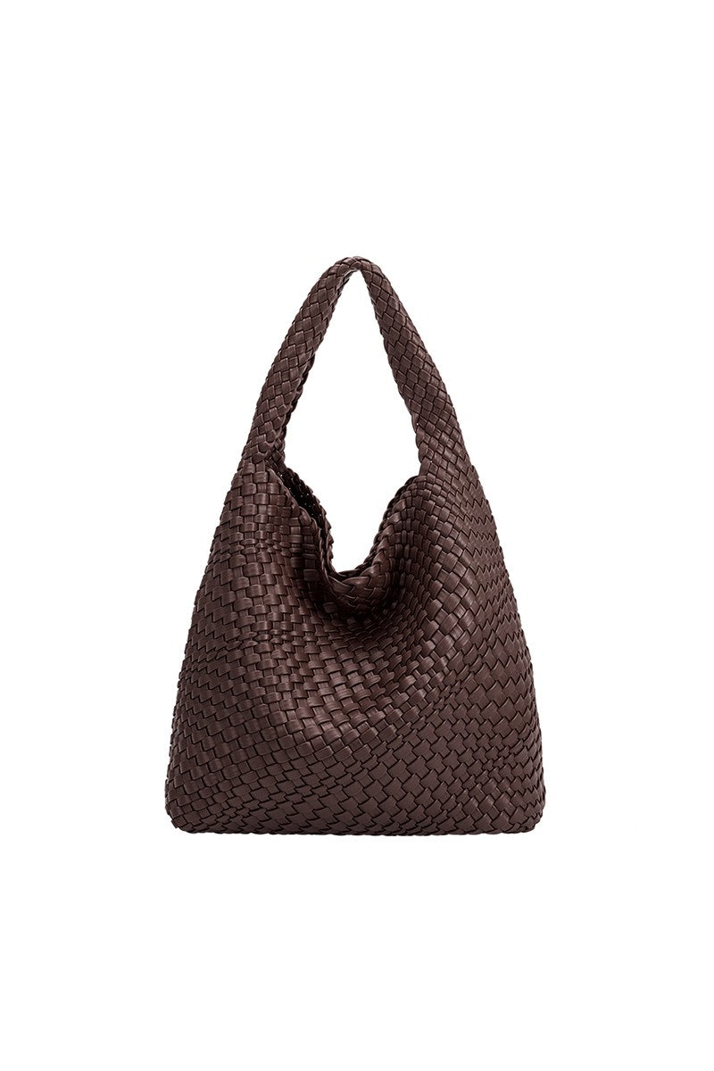 Johanna Woven Shoulder Bag | Espresso