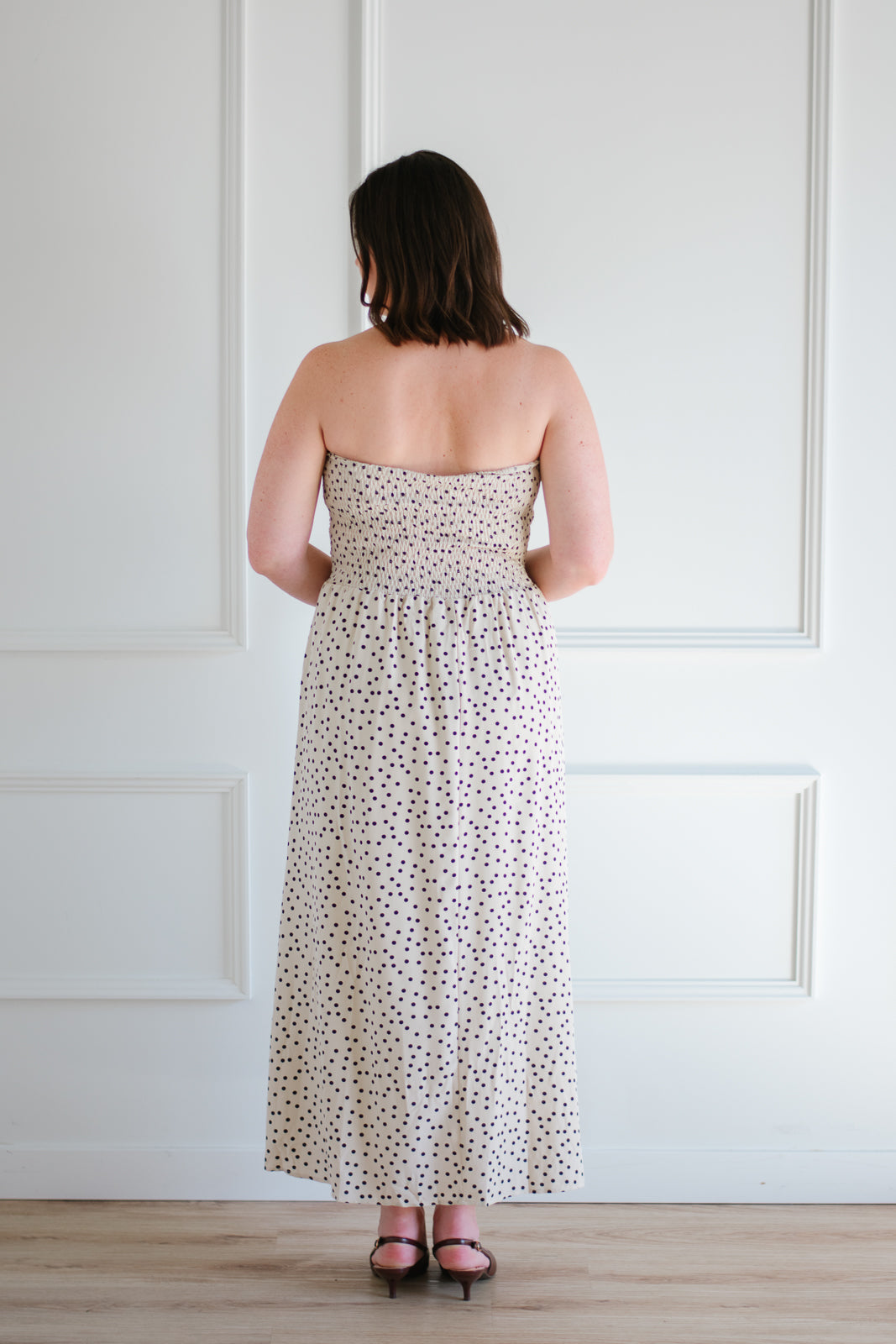 Strapless Polka Dot Midi