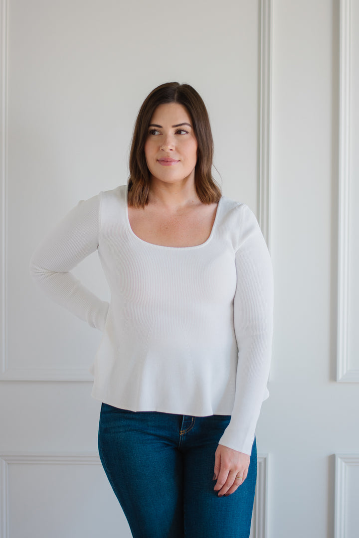 Peplum Knit Sweater - Ivory