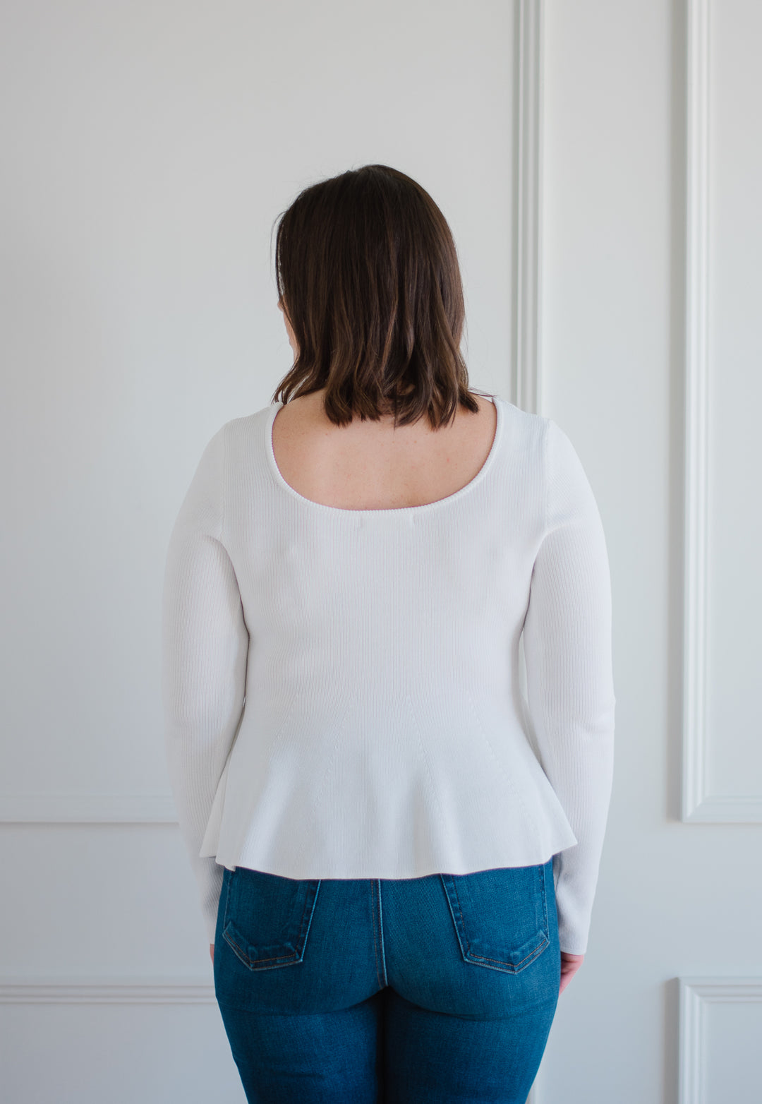 Peplum Knit Sweater - Ivory