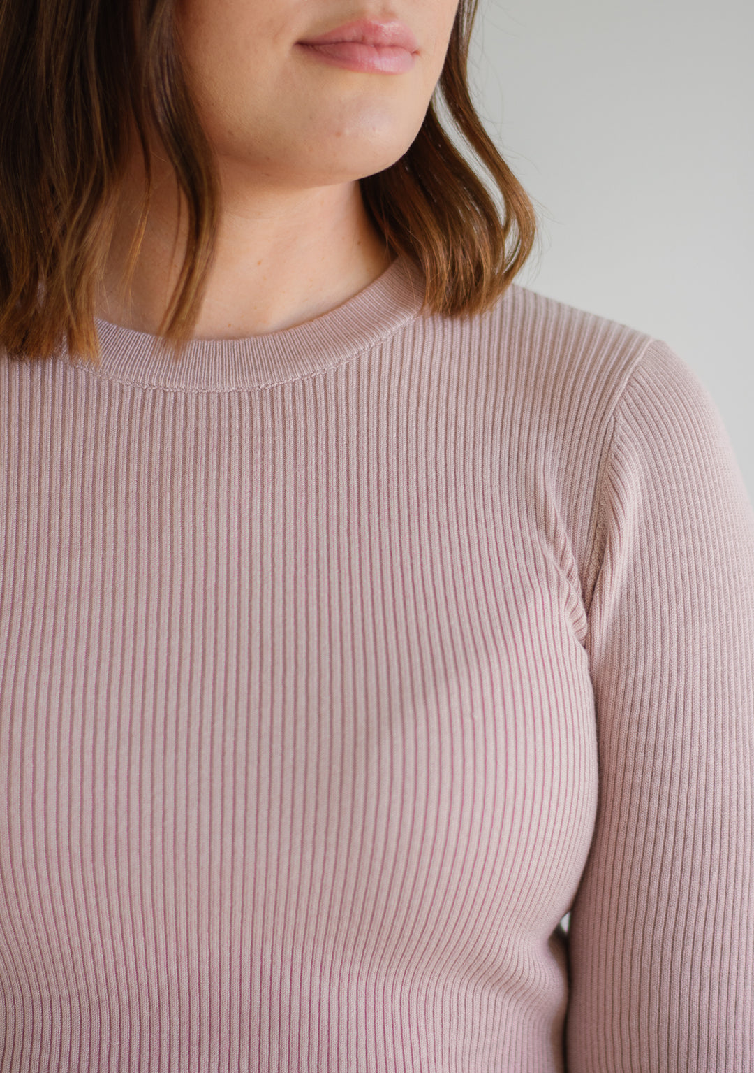 Classic Ribbed Crew - Mauve