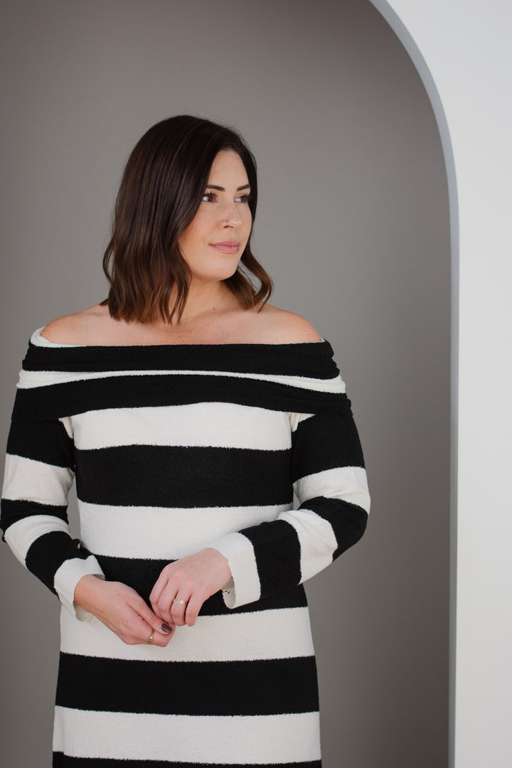 Striped OTS Sweater Dress