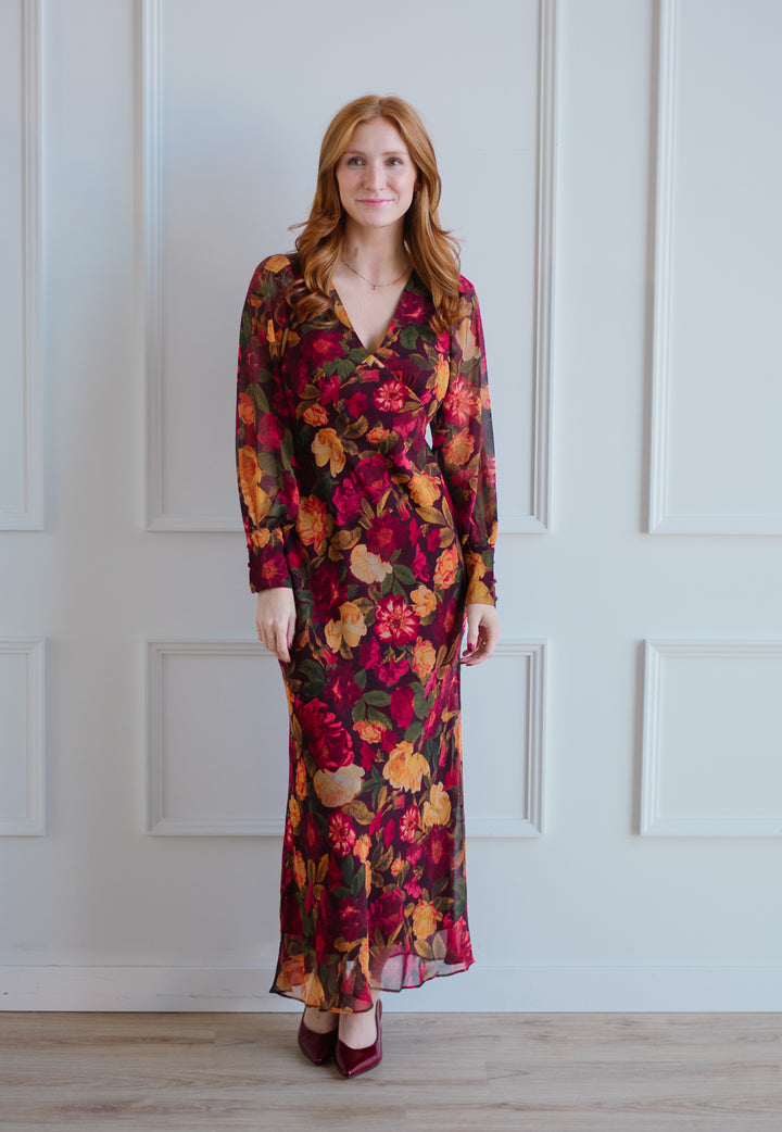 Burgundy Bloom Maxi Dress