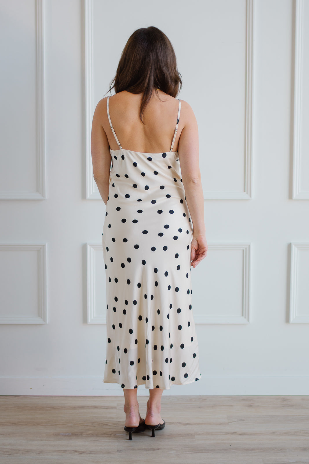 Satin Polka Slip Dress - Ivory