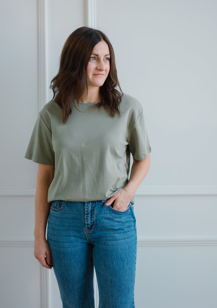 Elevated Boxy Tee - Silver Sage