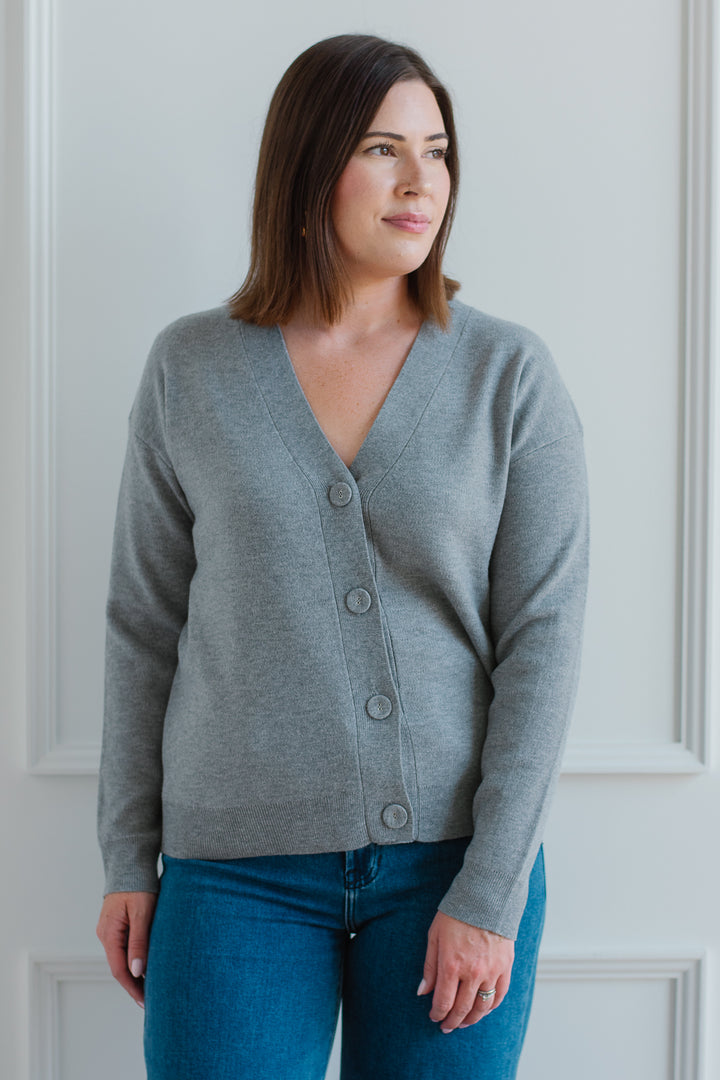 Grey Button Cardigan