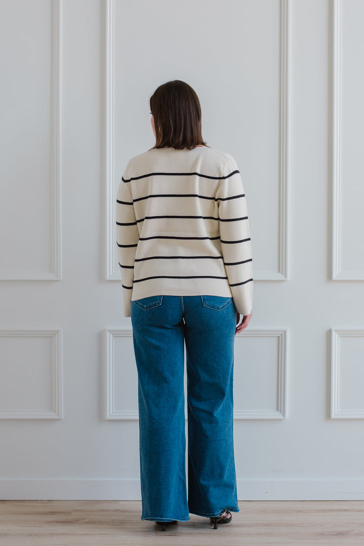 ICHI | Striped Boatneck Sweater