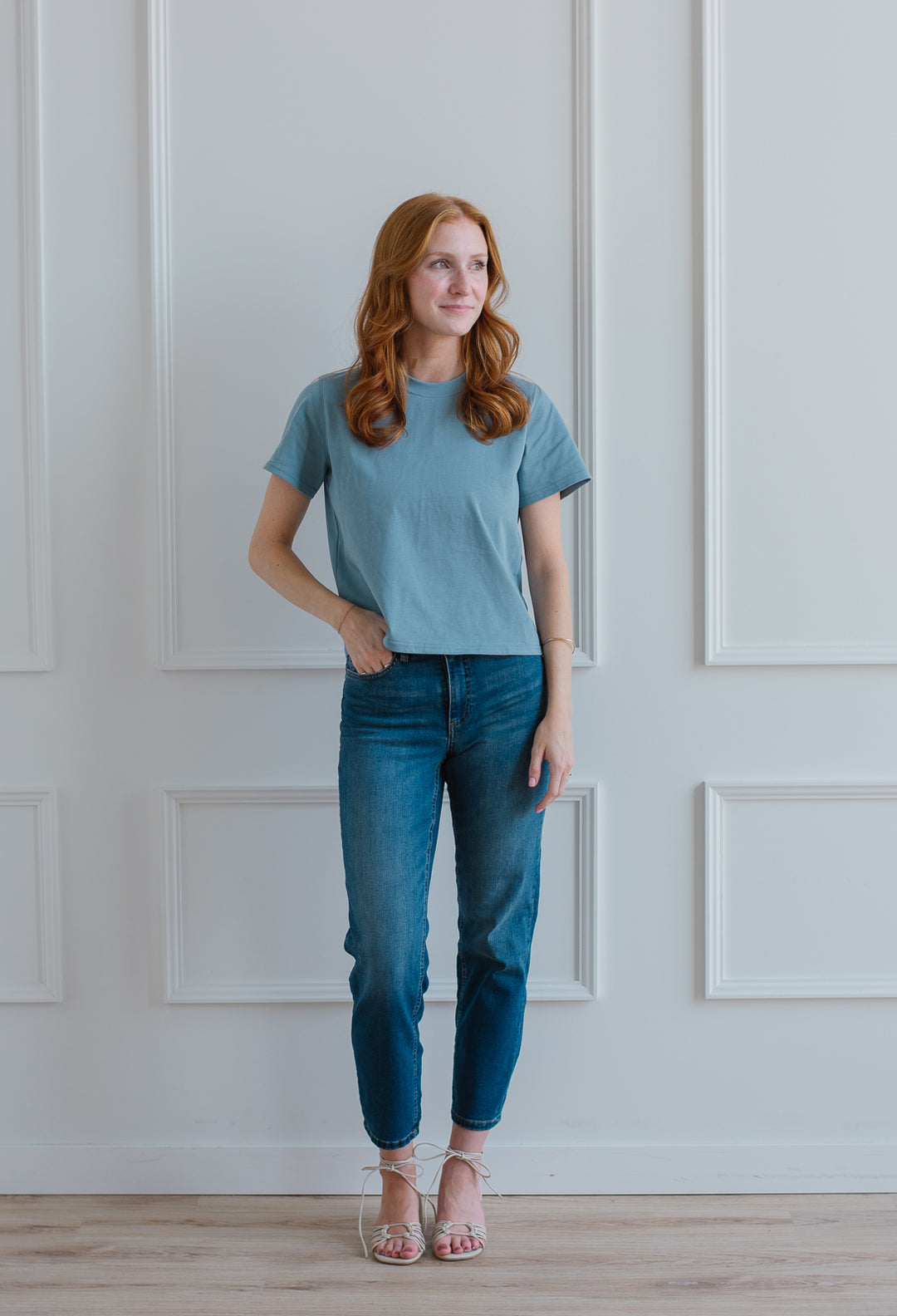 The Laine Top- Dusty Blue