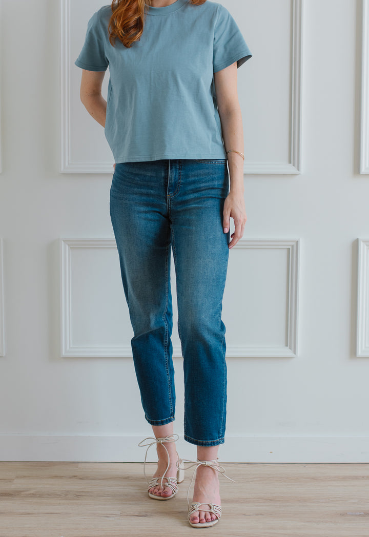 ICHI | Twiggy Raven Cropped Denim - Dark Blue