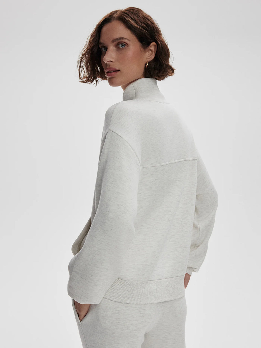 Varley | Celeste Button Through Sweat - Ivory Marl