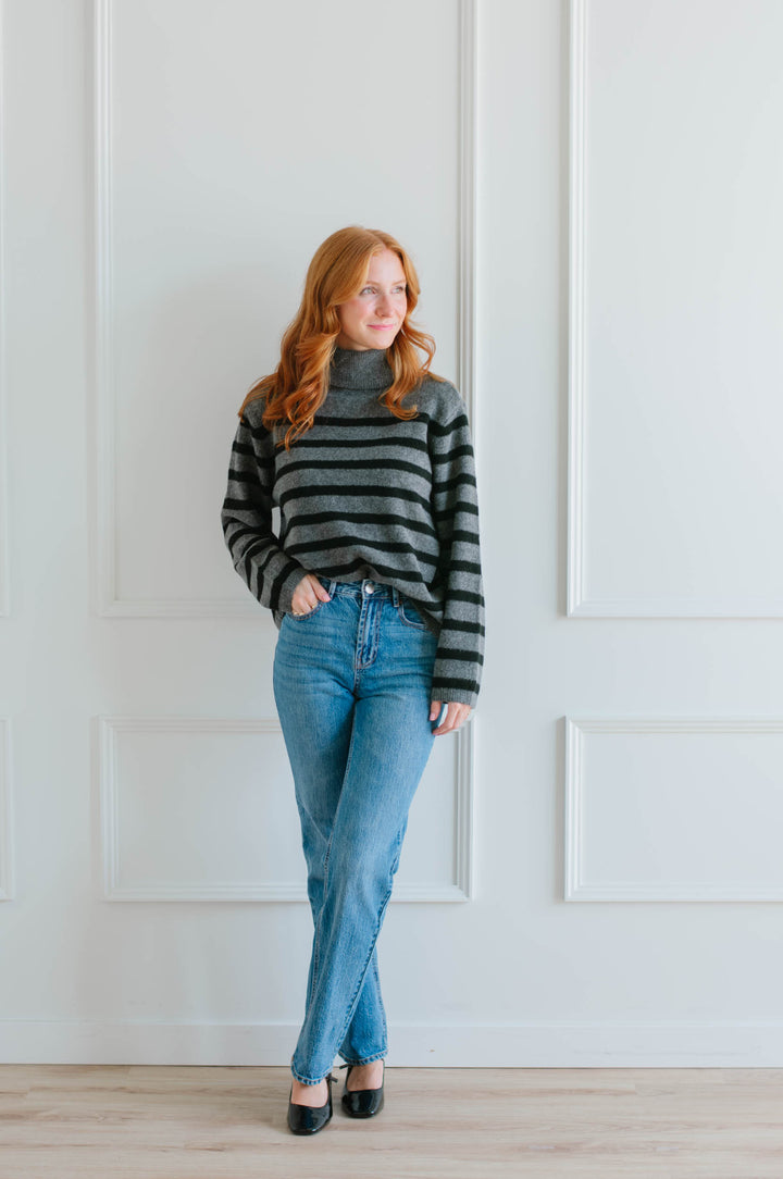 Vero Moda | Marwa Charcoal Striped Turtleneck