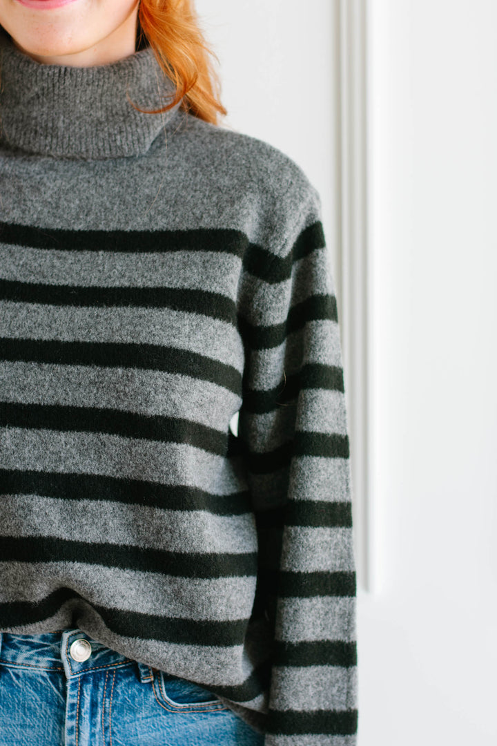 Vero Moda | Marwa Charcoal Striped Turtleneck