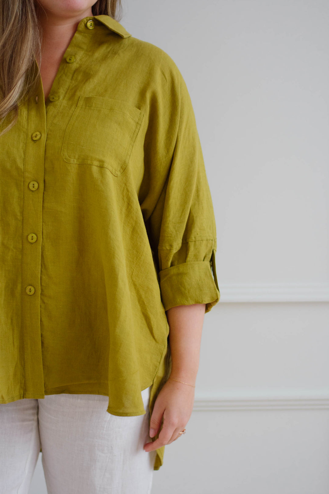 Peyton Button Down Coverup - Olive