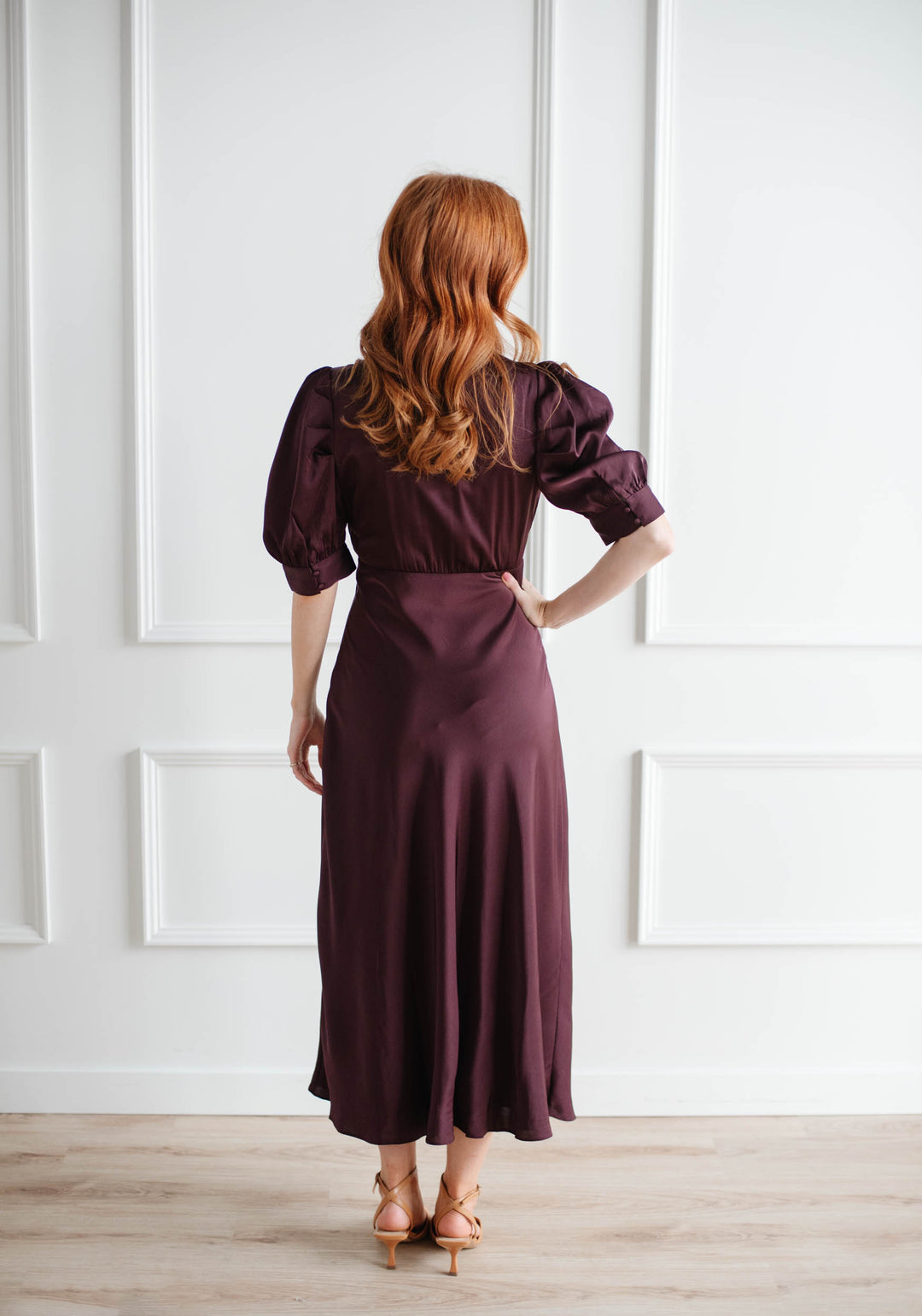 Deep Plum Satin Midi