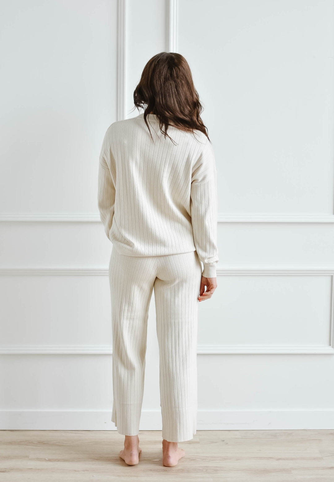 Almond Ribbed Sweater Pant