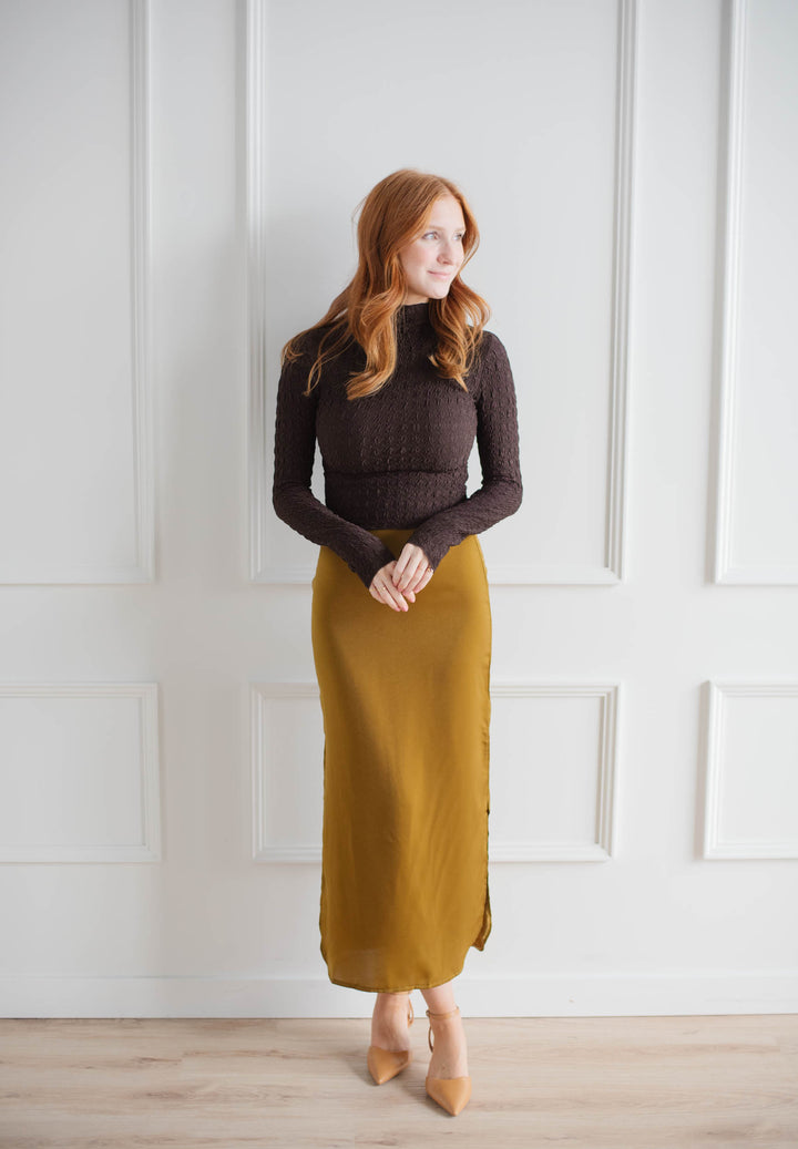 Brushed Gold Satin Slip Skirt