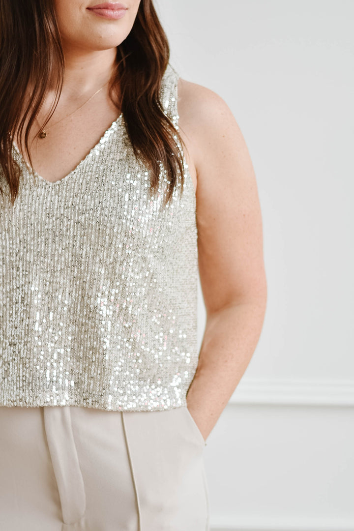 Cropped Sequin Tank