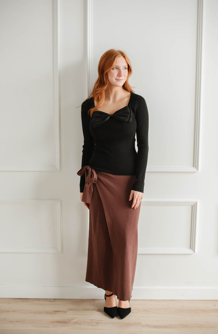 Cacao Knit Wrap Skirt