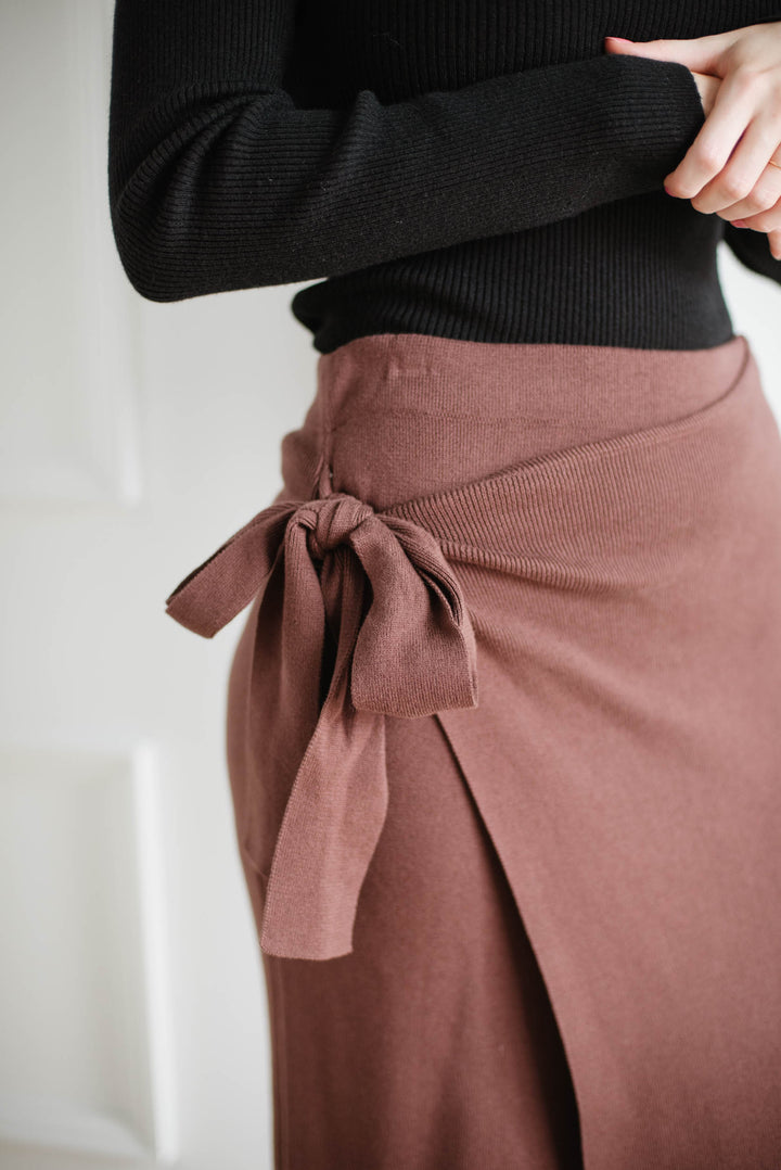 Cacao Knit Wrap Skirt