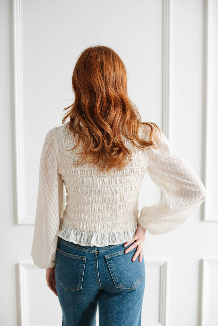 Whipped Frosting Balloon Sleeve Blouse