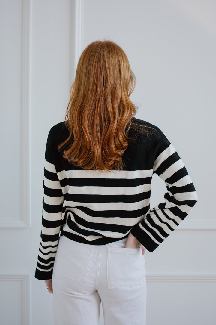 b.young | Striped Half Zip Sweater