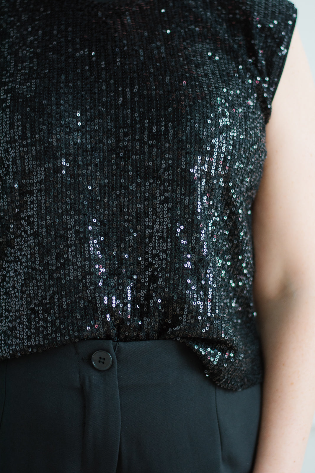 Black Sequin Bubble Tank