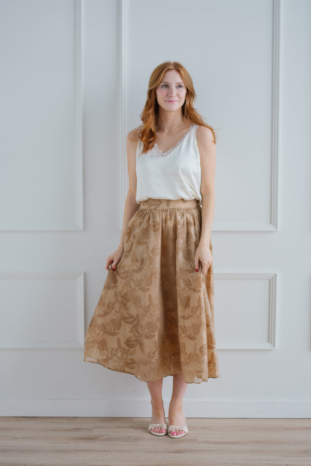 Velvet Organza Midi Skirt