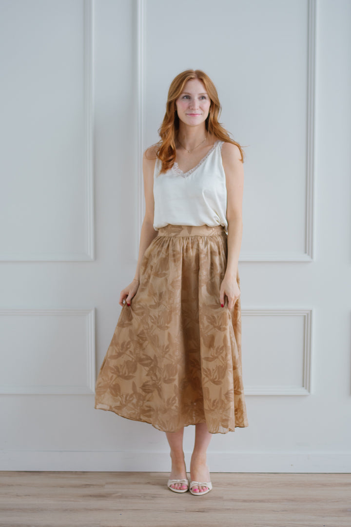 Velvet Organza Midi Skirt