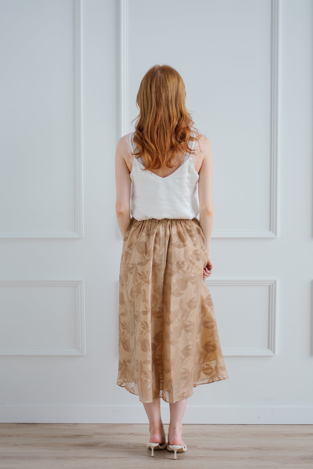 Velvet Organza Midi Skirt