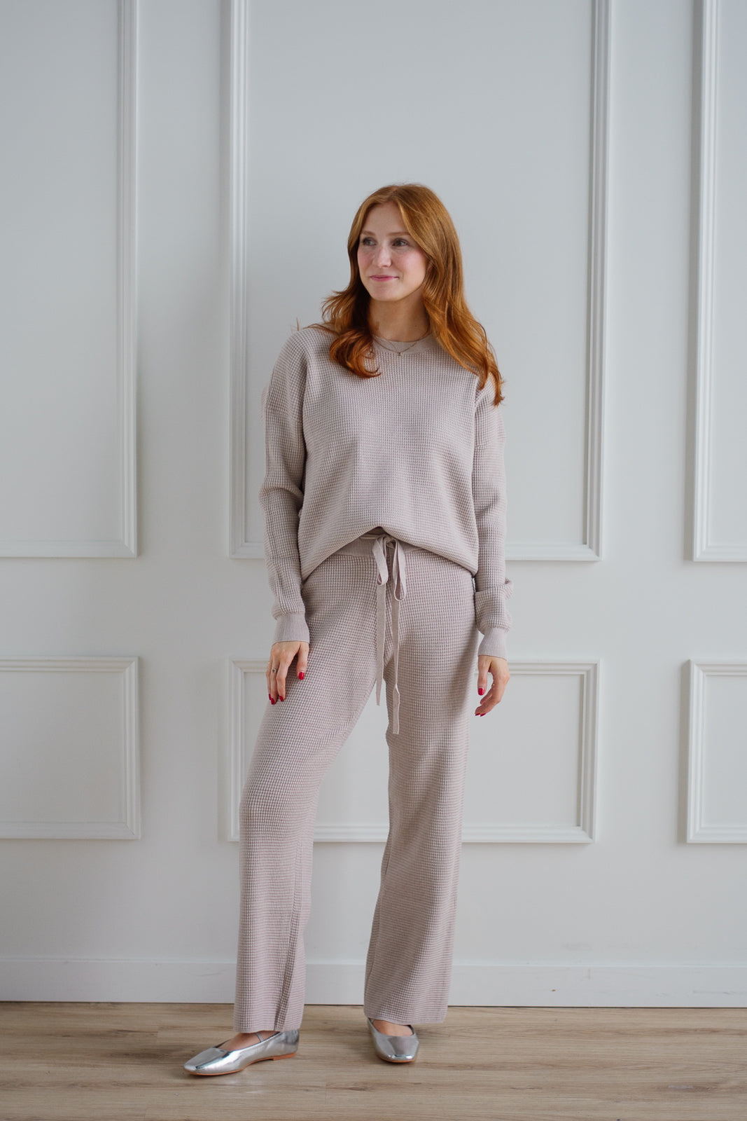 Waffle Knit Lounge Pant - Stone