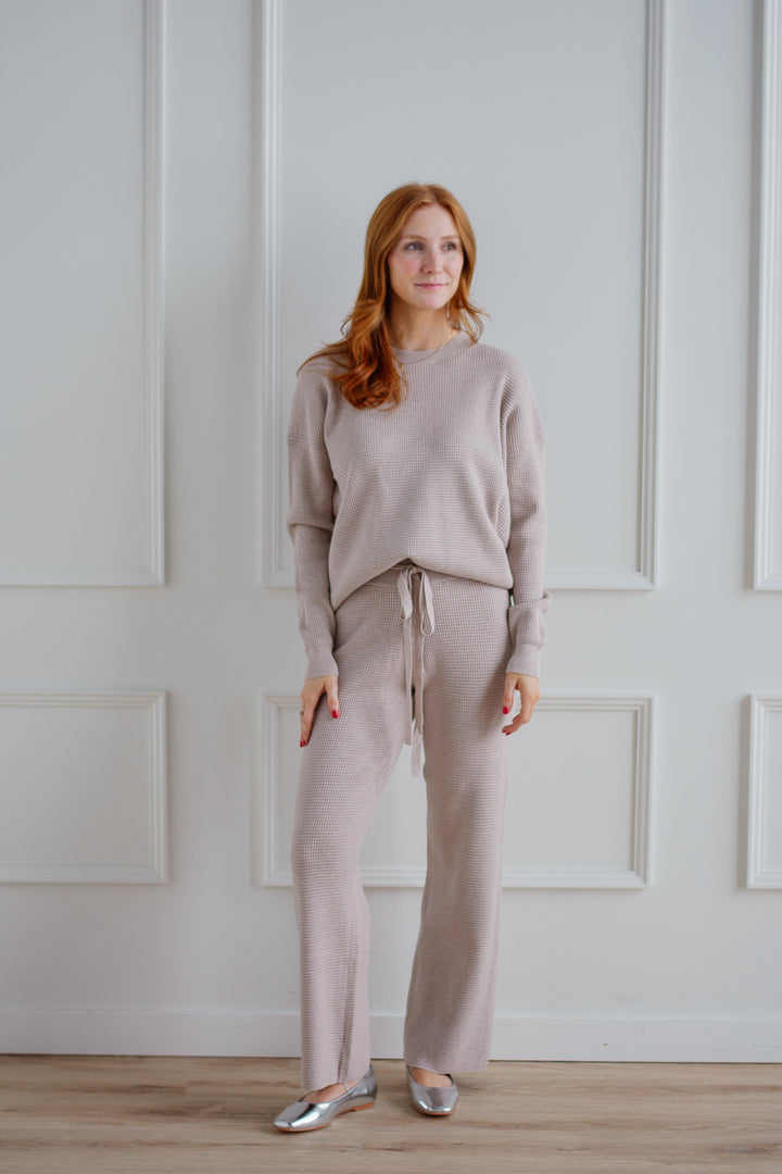 Waffle Knit Lounge Pant - Stone