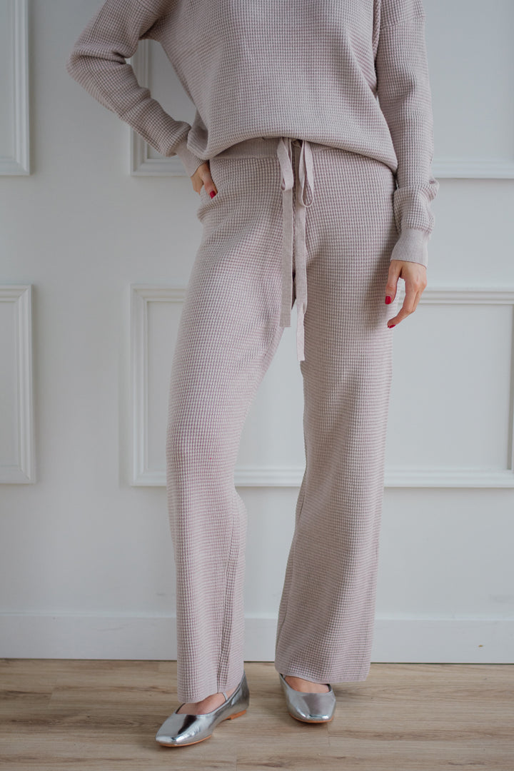 Waffle Knit Lounge Pant - Stone