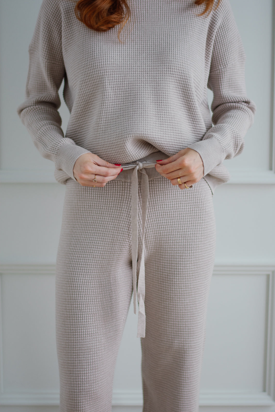 Waffle Knit Lounge Pant - Stone