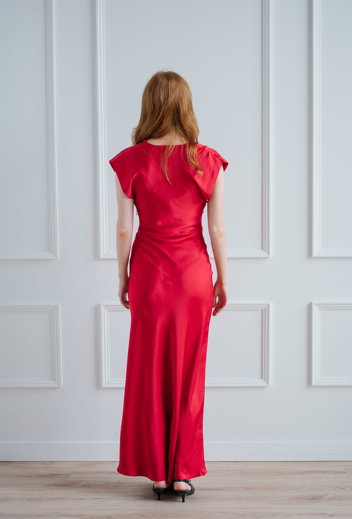 Dhalia Red Satin Maxi