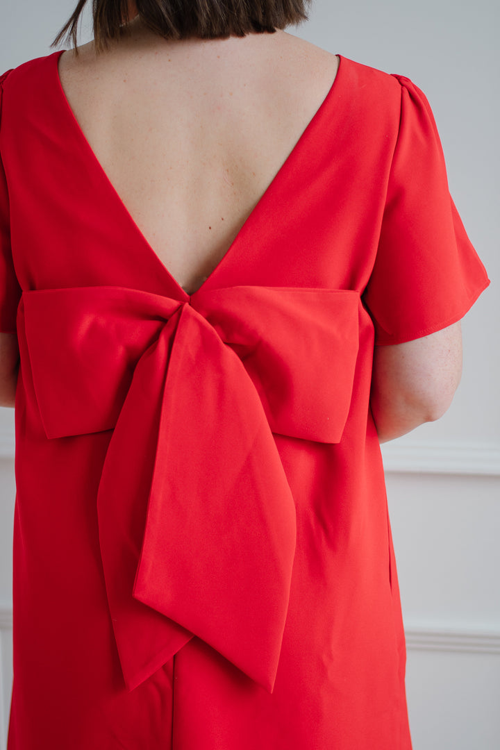 Red Bow Shift Dress