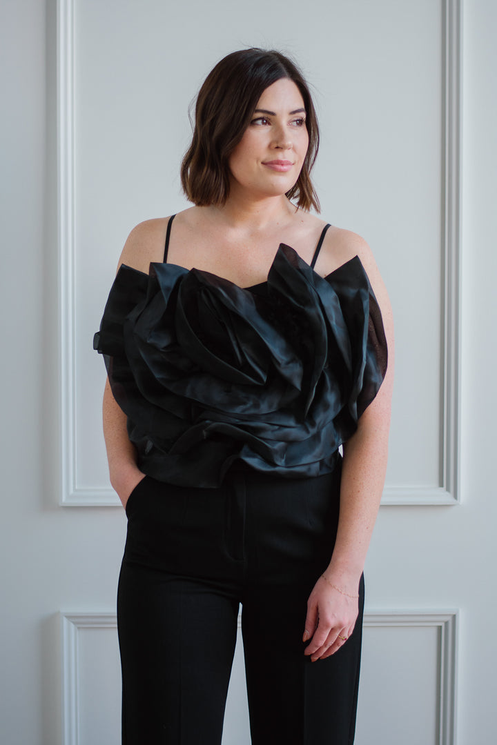 Rosette Cropped Blouse