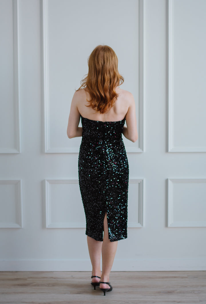 Like Lovers Black Sequin Midi